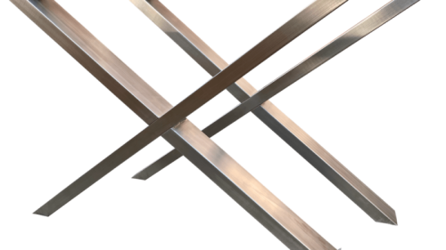 Edelstahlgestell Massivholztisch X-Form